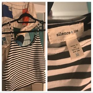 Black and white striped crop top